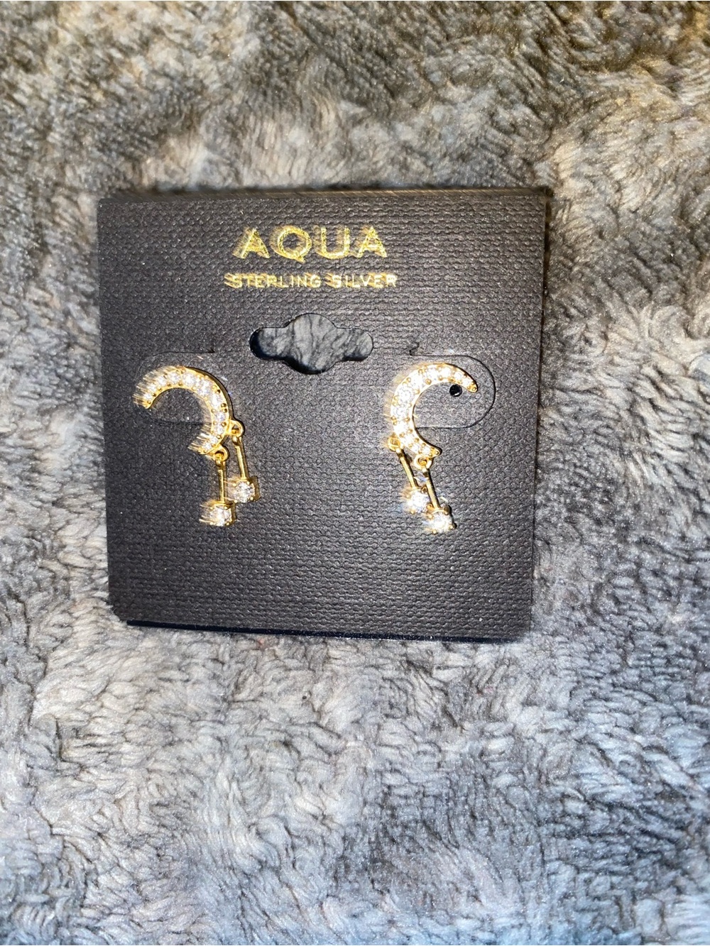 Aqua Sterling Silver Gold-Tone Cubic Zirconia Hoop Drop Earrings $55